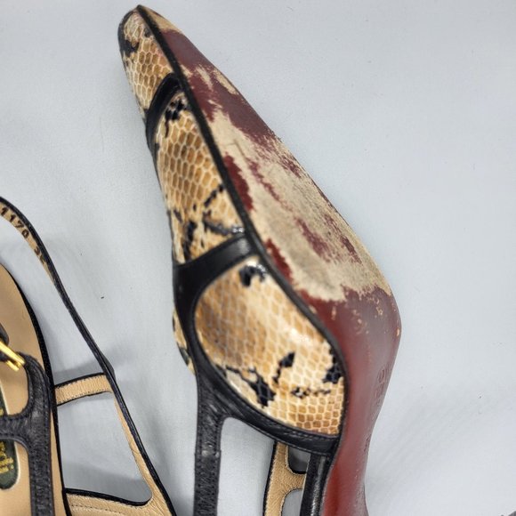 Mario Nardi Snakeskin Print Slingback Pumps - Picture 4 of 15